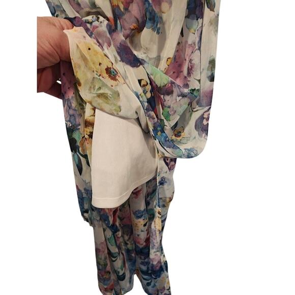 Forever21 M White Floral Watercolor Semisheer Maxi FairyCore Coquette Romantic - Picture 7 of 8